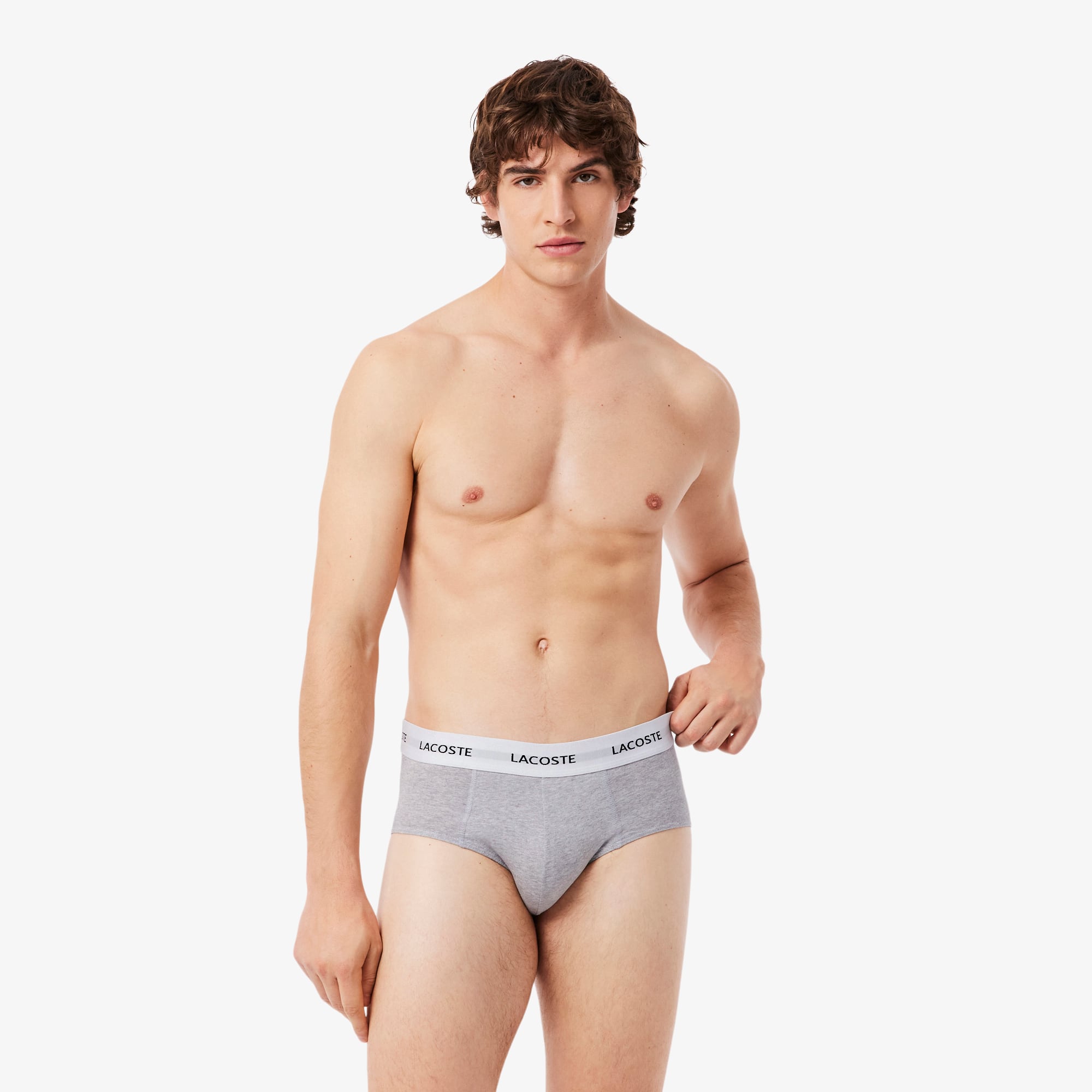 hissikoku Cueca Slip Lacoste de Algodão Stretch em Jacquard