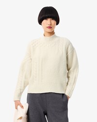 Su&eacute;ter de L&atilde; de Gola Alta com Efeito Patchwork