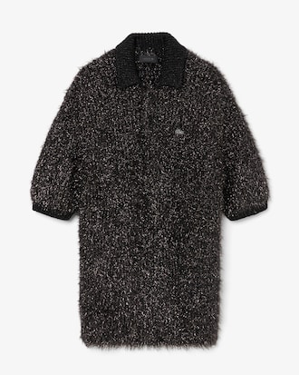 Camisola com Gola Polo em Malha Lurex Runway