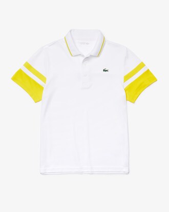 Polo masculina Lacoste SPORT Tennis em piqué respirável com mangas listradas
