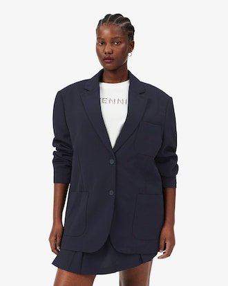 Blazer de piqu&eacute; con ca&iacute;da