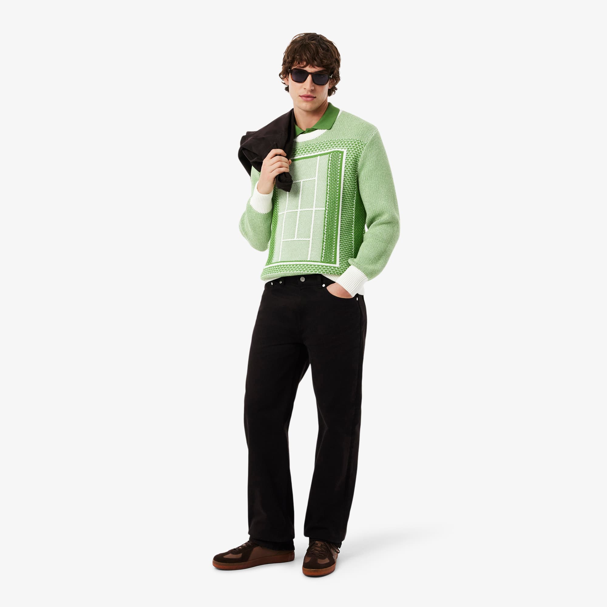 Suéter Jacquard Masculino Lacoste com Gráfico de Quadra de Tênis