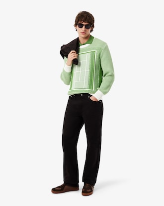 Jersey de jacquard gr&aacute;fico con pista de tenis