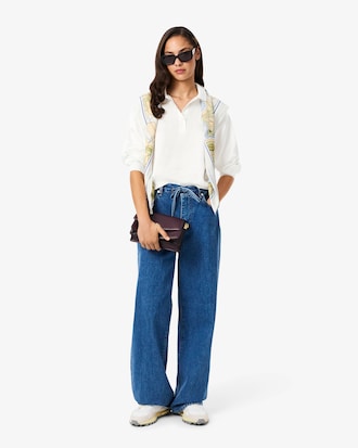 Polo Oversized de Satén con Mangas Largas