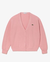 Cardig&atilde; feminino Lacoste em algod&atilde;o org&acirc;nico com decote em V