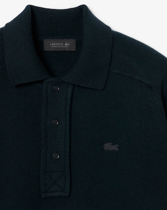 Suéter com Gola Polo em Lã Feltrada Runway