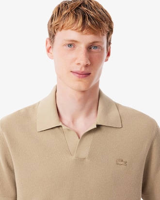 Sweater Polo Mezcla de Algodón con Cuello Abierto