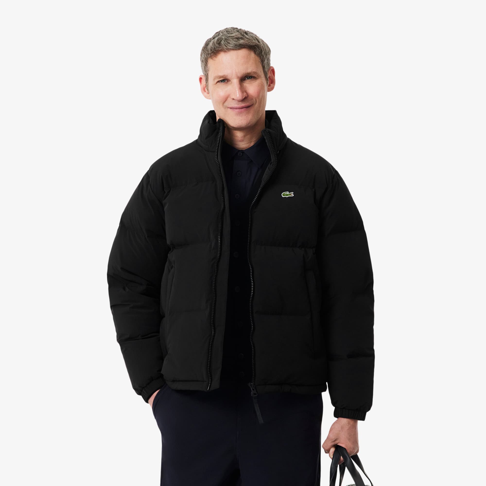 ココ‼️Lacoste ブラック ブルゾン 2.5レイヤースイングトップ スタンドジップジャケット / スタンド