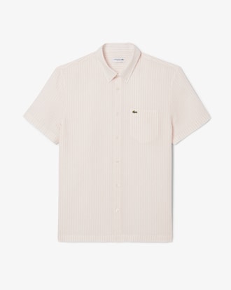 Camisa Regular Fit de Manga Curta em Linho