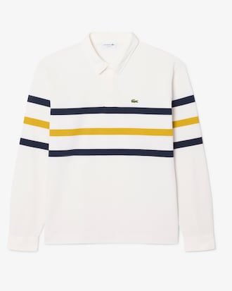 Polo de rugby de piqu&eacute; a rayas de corte relajado