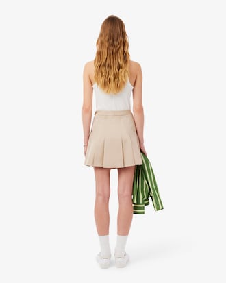 Saia Plissada de Algod&atilde;o Stretch Curta
