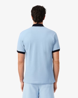 Polo Classic Fit com Acabamento Canelado Contrastante