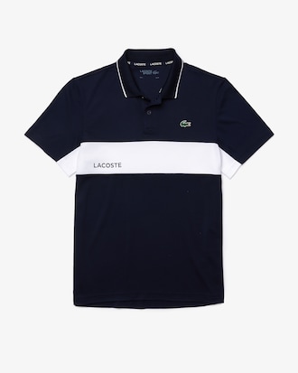 Polo masculina Lacoste SPORT em tecido resistente e respir&aacute;vel com colorblock