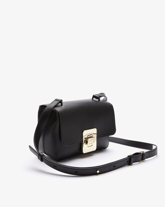 Bolsa de m&atilde;o feminina Amelia em couro com fecho de metal gravado