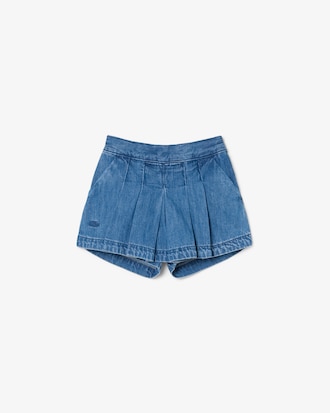 Saia-short jeans plissada