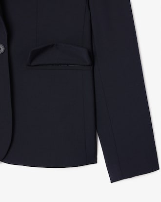 Blazer De Lana Con Logo Bordado Al Cuerpo