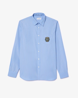 Camisa Regular Fit com Detalhe de Emblema e Listras