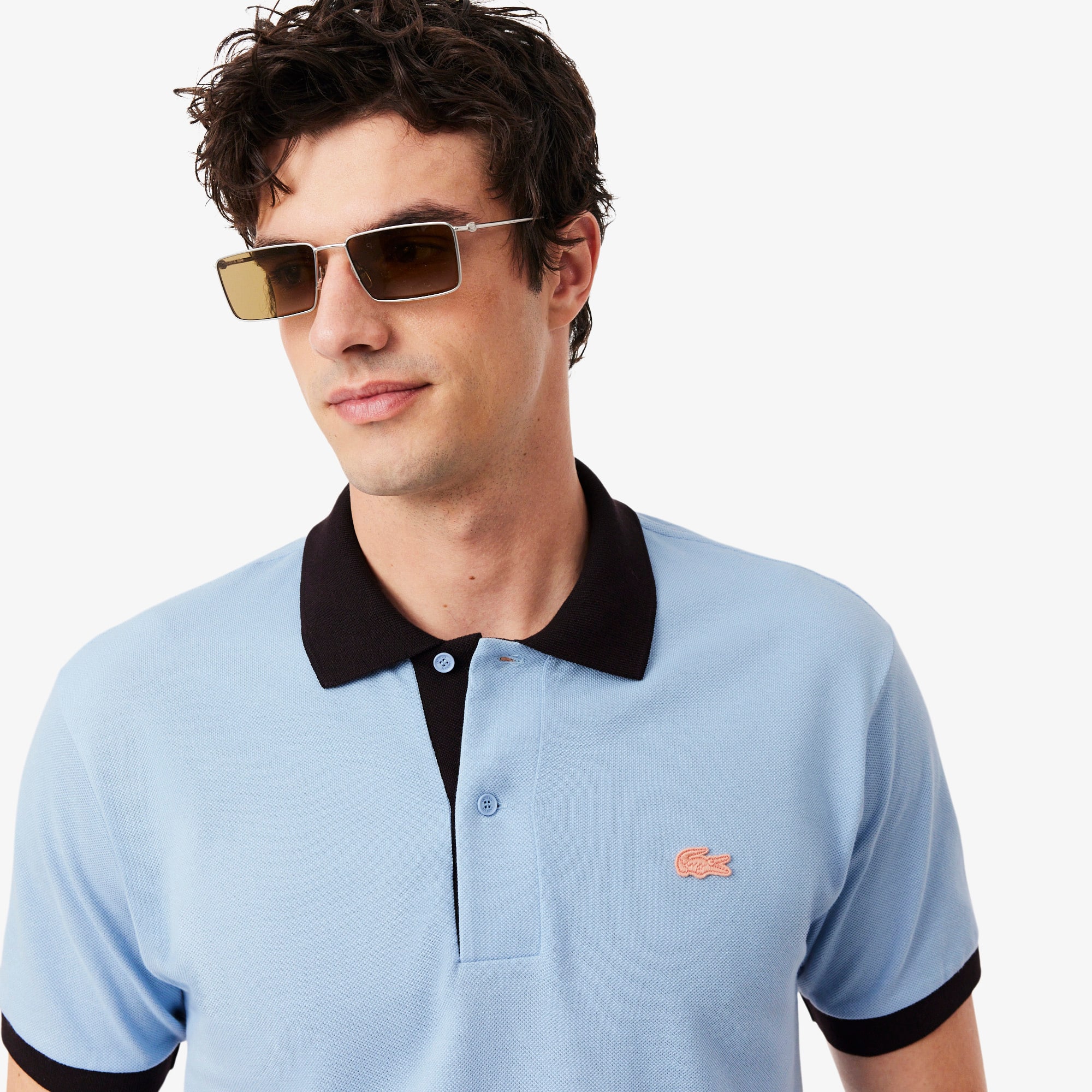 Polo Classic Fit com Acabamento Canelado Contrastante
