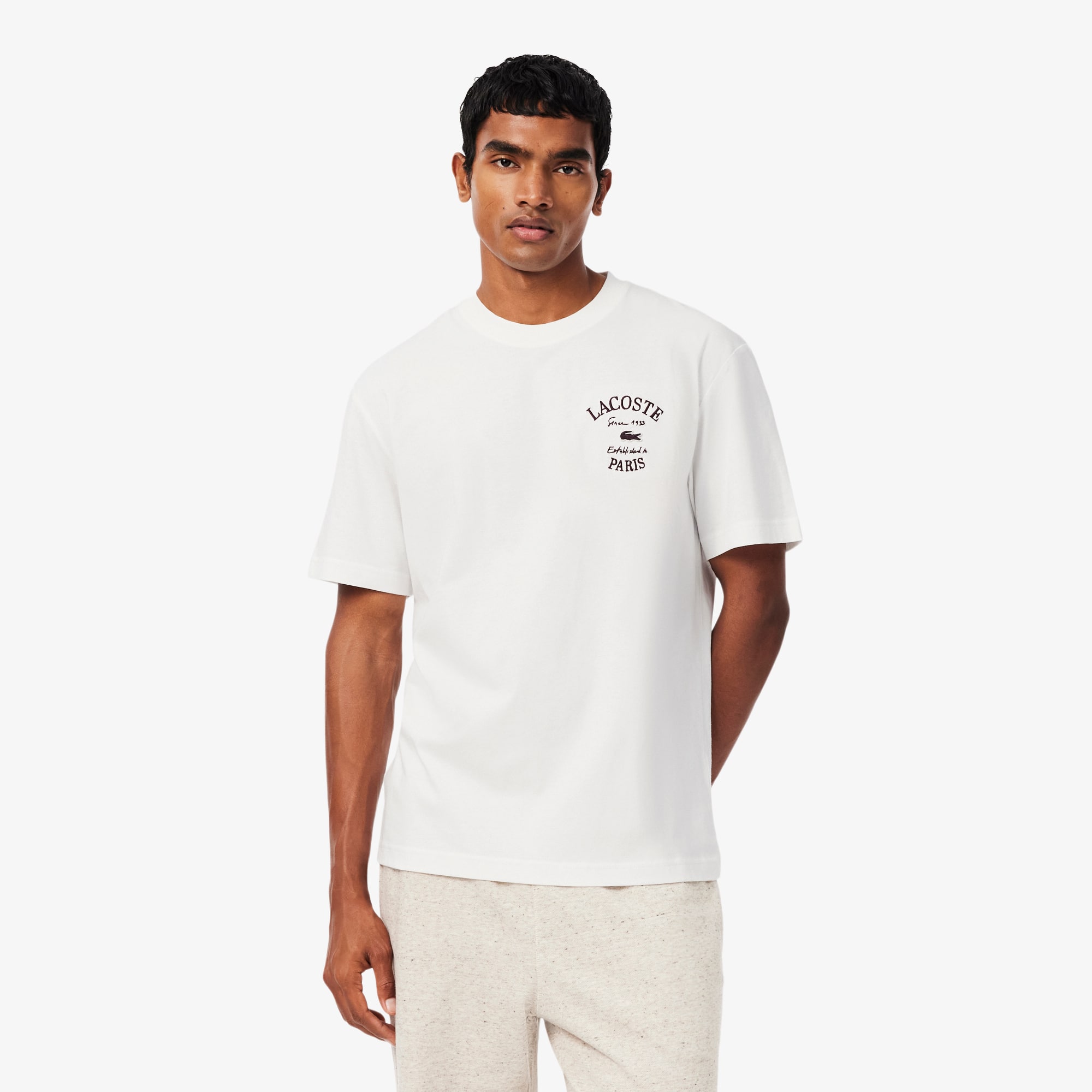 Camiseta de Jersey de Algodão com Detalhe Bordado - Camisetas