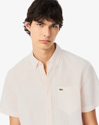 Camisa Regular Fit de Manga Curta em Linho