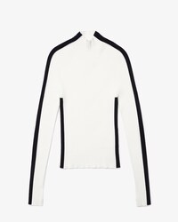 Su&eacute;ter feminino sem costura com faixas contrastantes