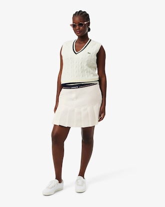 Pollera Corta Plisada de Mezcla de Lana