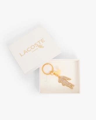 Llavero con colgantes de cocodrilo engastado con cristales y L