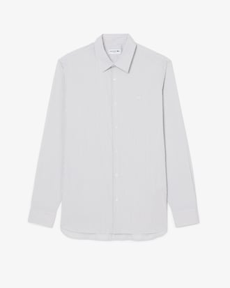 Camisa de corte ajustado de popel&iacute;n el&aacute;stico de rayas