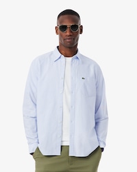 Camisa Oxford Listrada com Caimento Regular