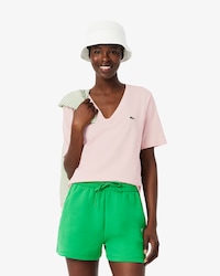 Camiseta de Algod&atilde;o com Gola V e Caimento Relaxado