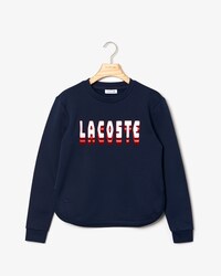 Moletom feminino em fleece com decote careca e assinatura Lacoste