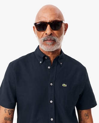 Camisa Regular Fit de Manga Curta em Oxford