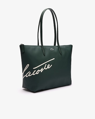 Bolsa tote grande L.12.12 em lona com estampa de logo
