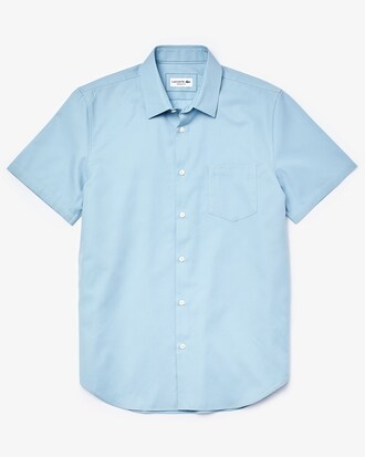 Camisa masculina Regular Fit em popeline de piqué de algodão