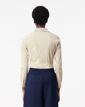 Camisa Slim Fit com Gola Canelada em Popeline