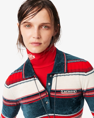 Sweater con cuello polo de rayas texturizadas Runway