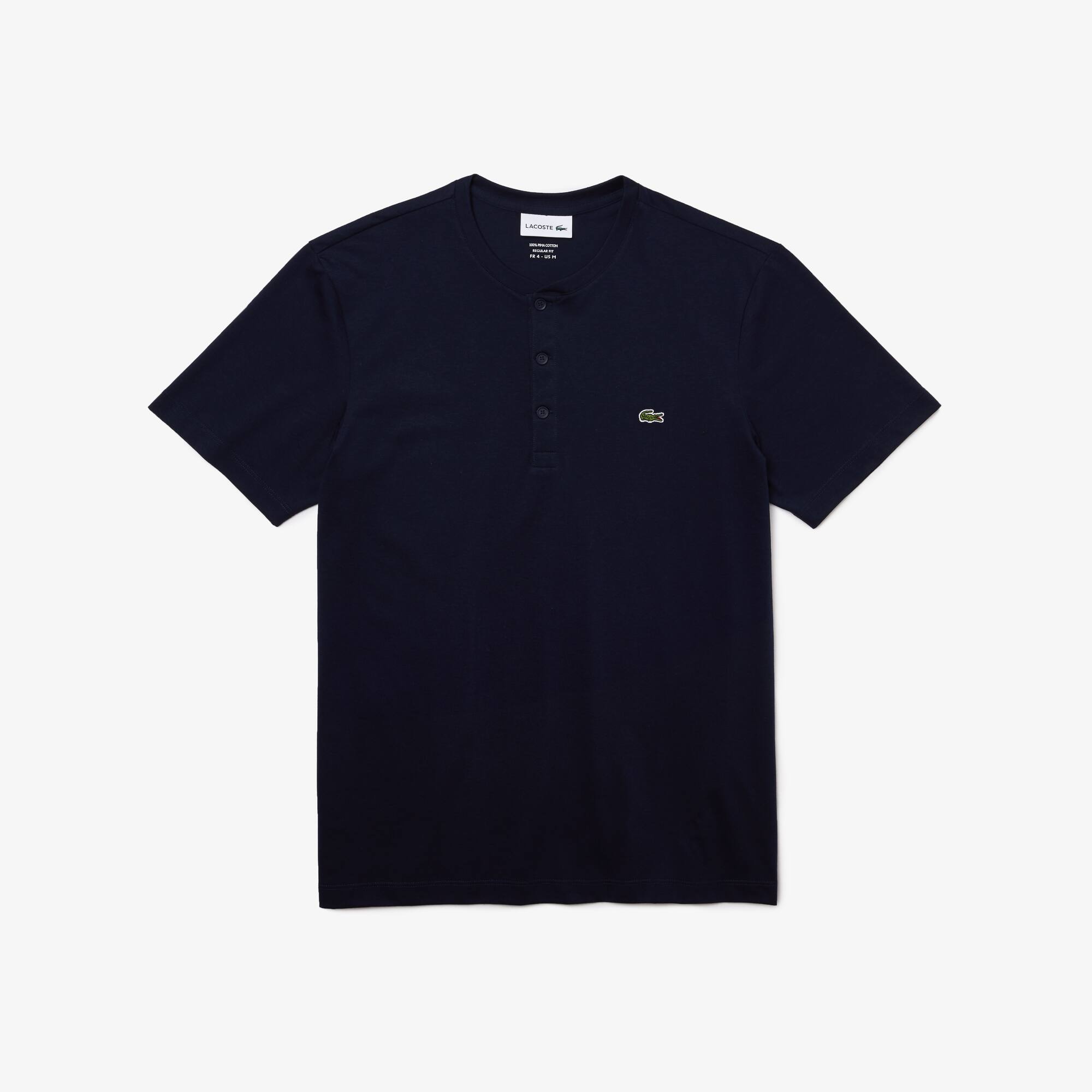 Camiseta masculina em jérsei de algodão pima com gola Henley