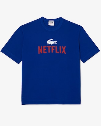 Remera unisex Lacoste x Netflix Loose Fit de algod&oacute;n org&aacute;nico