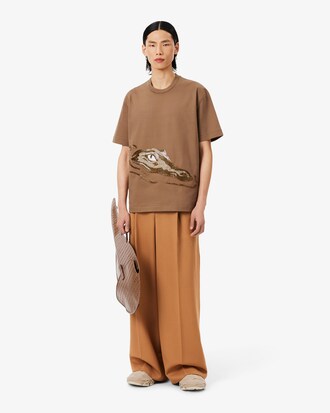 Remera con Cocodrilo Bordado con Mostacillas de Pasarela