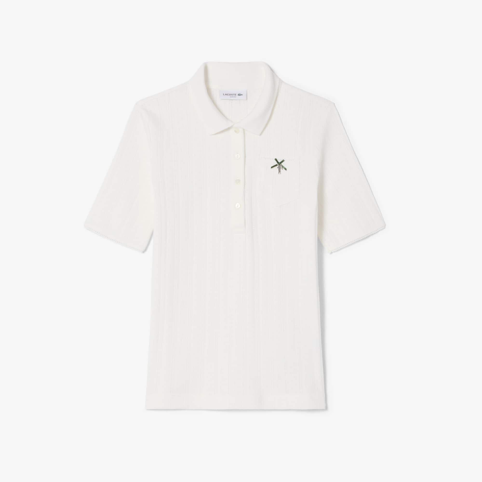 Polo Lacoste Feminina Slim Fit em Malha Pointelle L.12.D