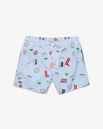 Cal&ccedil;&atilde;o de banho masculino estampado com cord&atilde;o no c&oacute;s