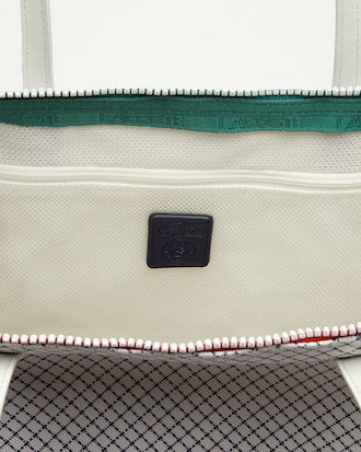 Bolsa tote feminina Roland Garros com estampa de chap&eacute;u Panam&aacute; e z&iacute;per