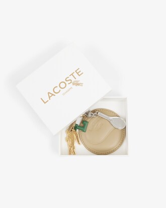 Llavero con colgantes de raqueta, espejo, cocodrilo y L