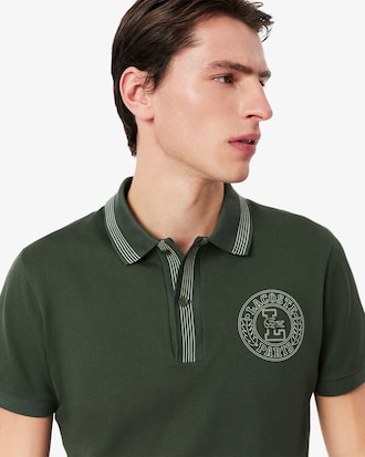 Camisa Polo L.12.12 Badge Print, Ajuste Regular