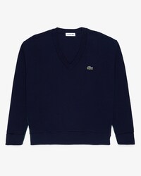 Su&eacute;ter feminino Lacoste em algod&atilde;o org&acirc;nico com decote em V
