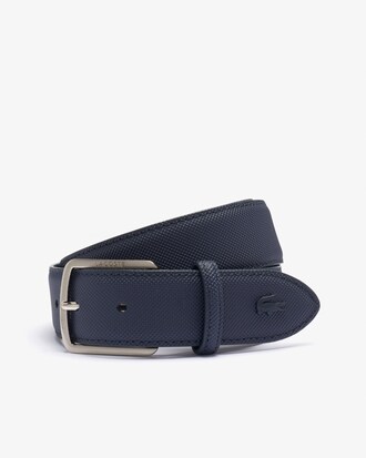 Cinto masculino em lona de piqu&eacute; com grava&ccedil;&atilde;o Lacoste na fivela