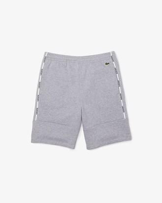 Short masculino em fleece de mistura de algod&atilde;o com faixas assinadas