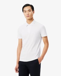 Camisa Polo Piqu&eacute; Modelagem ajustada com Marca em Jacquard