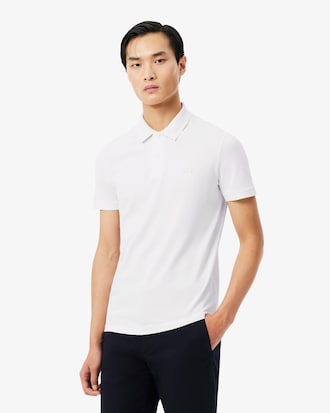 Polo de piqu&eacute; de corte ajustado con detalles de marca de jacquard