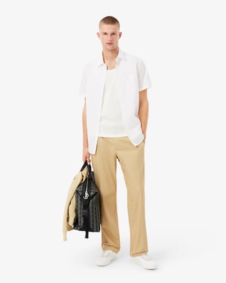 Camisa de Algodão de Mangas Curtas de Caimento Regular